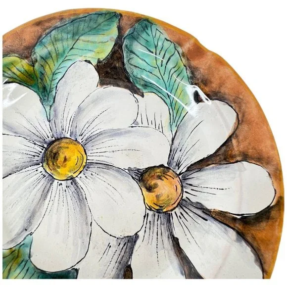 Mayolica Santa Rosa Guanajuato Mexico Ashtray Hand Painted Art Pottery Floral - Picture 2 of 9